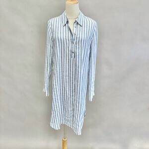 Jones‎ New York linen blend striped Henley shirt dress size 6